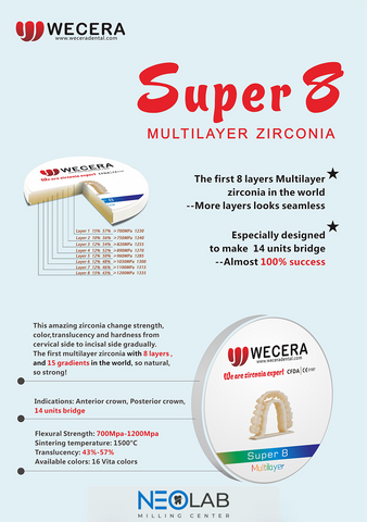 Zirconia Blank Wecera 4D ML Super8 w/step 98mm